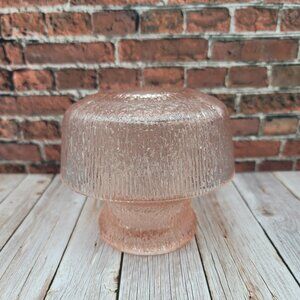 Vintage Indiana Tiara Glass Pink Mushroom Two Piece Fairy Lamp Candle Holder